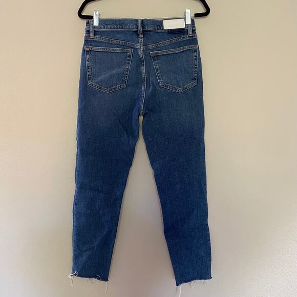 Re/Done 90s High Rise Ankle Crop Dark Wash Raw Hem Denim Jeans sz 29 - Picture 8 of 8